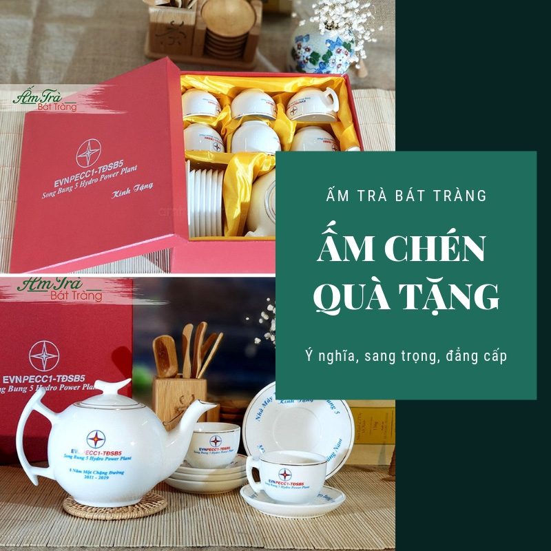 ấm trà gốm sứ quà tặng