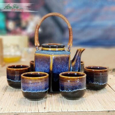 Bộ trà lục giác men hỏa biến