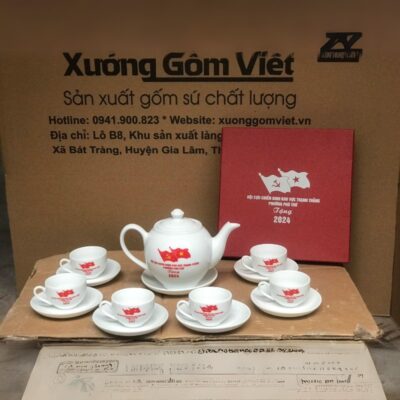Bộ ấm chén in logo Hội Cựu Chiến Binh  XG-AC57
