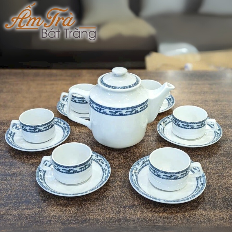 bộ ấm trà Minh Long Jasmine vẽ chim lạc quà tặng in logo