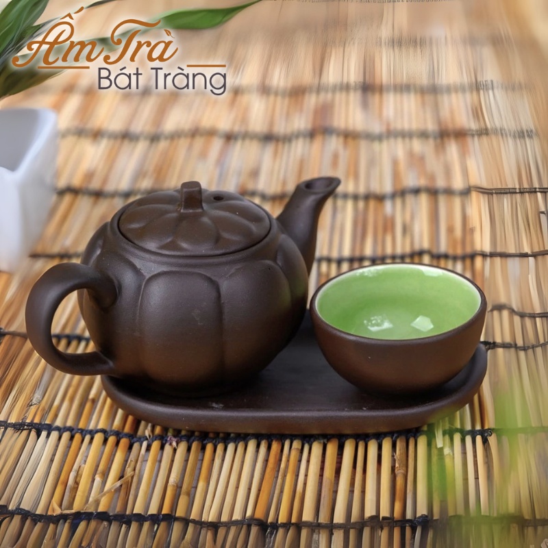 bộ ấm trà tử sa độc ẩm quà tặng in logo dáng bí (1)