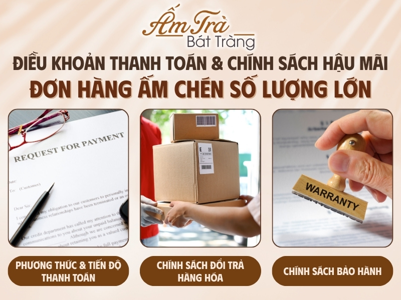 điều khoản thanh toán và chính sách hậu mãi đơn hàng ấm chén quà tặng số lượng lớn