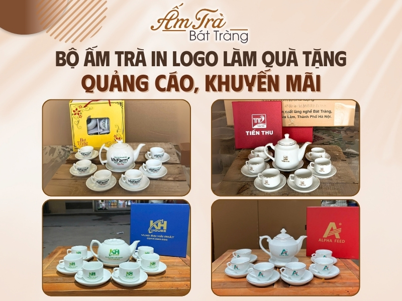 gợi ý bộ ấm chén trà in logo làm quà tặng cho sự kiện quảng cáo, khuyến mãi