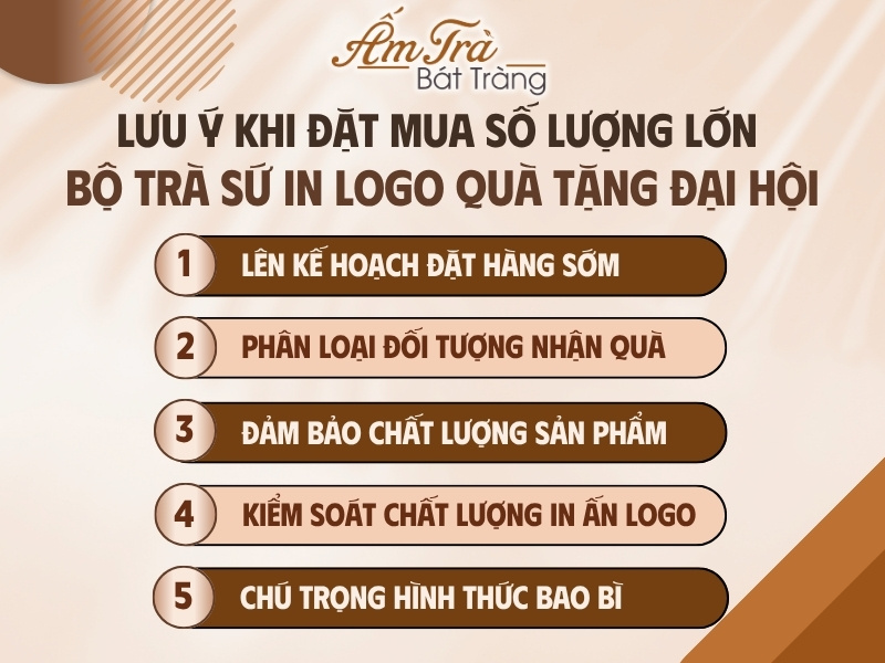 lưu ý khi đặt mua bộ ấm chén in logo làm quà tặng Đại hội số lượng lớn